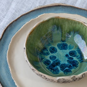 Service de vaisselle rustique Céramique faite main Poterie Service de vaisselle Service de vaisselle en céramique Blue White Green