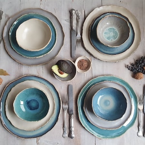 4 Person ceramic dinner set | Handmade pottery | Dinnerware set | Table setting inspiration