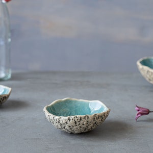SET OF 12 tapas bowls Handmade pottery Ceramic bowl set Snack bowls Dipping bowls Steingut Geschirr Speckled Turquoise