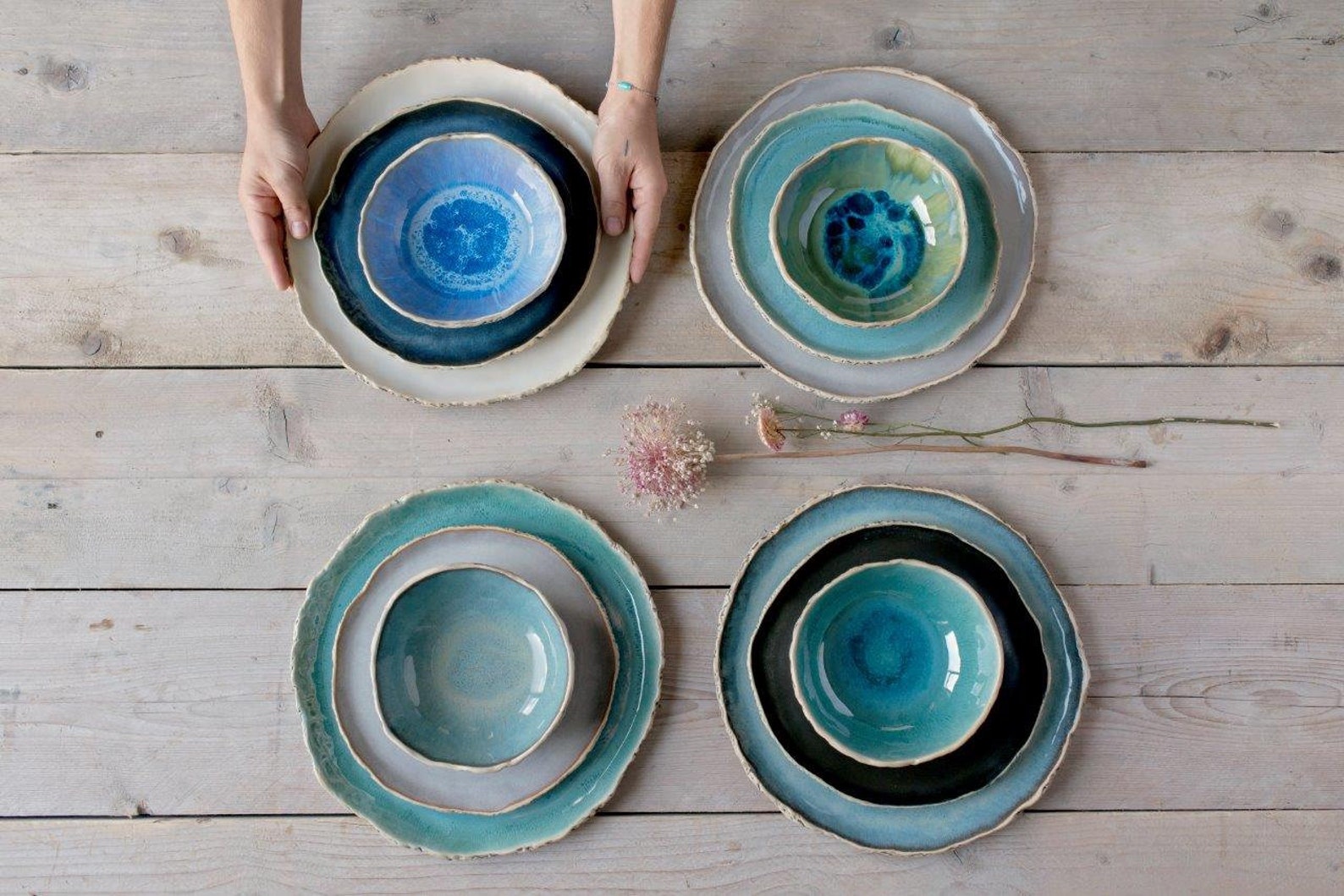 KariCeramics 4 Person handmade ceramic dinner set