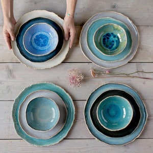 4 Person handmade ceramic dinner set | pottery | dinnerware set | stoneware | ceramic plates