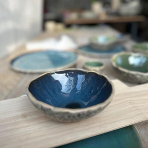 Tapas Schüssel SET Handgefertigte Keramik Snack Schüssel Gewürze Schüssel Dipp Schüssel Bunte Geschirr 2x Midnight Blue