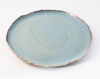 Blauwe rustieke dinerplaat | Handgemaakte organische keramische plaat | Steengoed platen | Servies | Huwelijkscadeau | Aardewerk servies