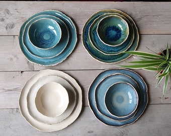 4 Person handmade ceramic dinner set | Pottery | Dinnerware set | Stoneware | Ceramic plates