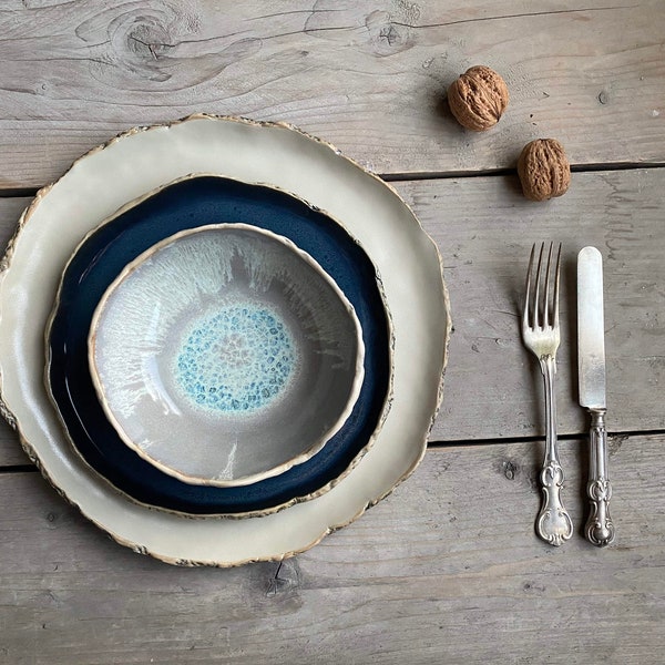 Rustic dinnerware set New colours! Organic shaped ceramics Handmade Pottery Dinner set