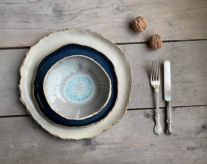 Rustic dinnerware set New colours! Organic shaped ceramics Handmade Pottery Dinner set