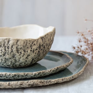 Organic dinner set Ceramics dinnerware set Stoneware plates Organic pottery