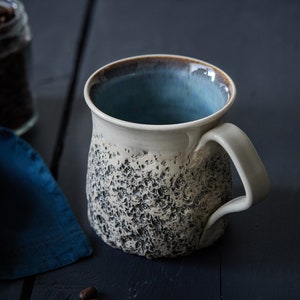 Handmade mug Large coffee mug Handmade tea cup Cappuccino cup Stoneware mug Blue mug Pottery ceramics Birthday Gift Speckled Blue