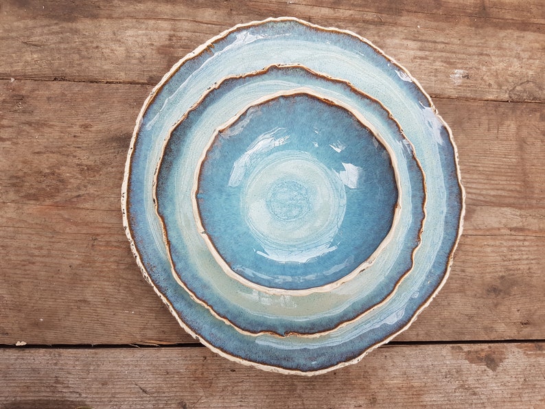 Ceramic stoneware dinner set colorful tableware unique pottery ceramic plates blue ceramics red ceramics Blue Blue Blue