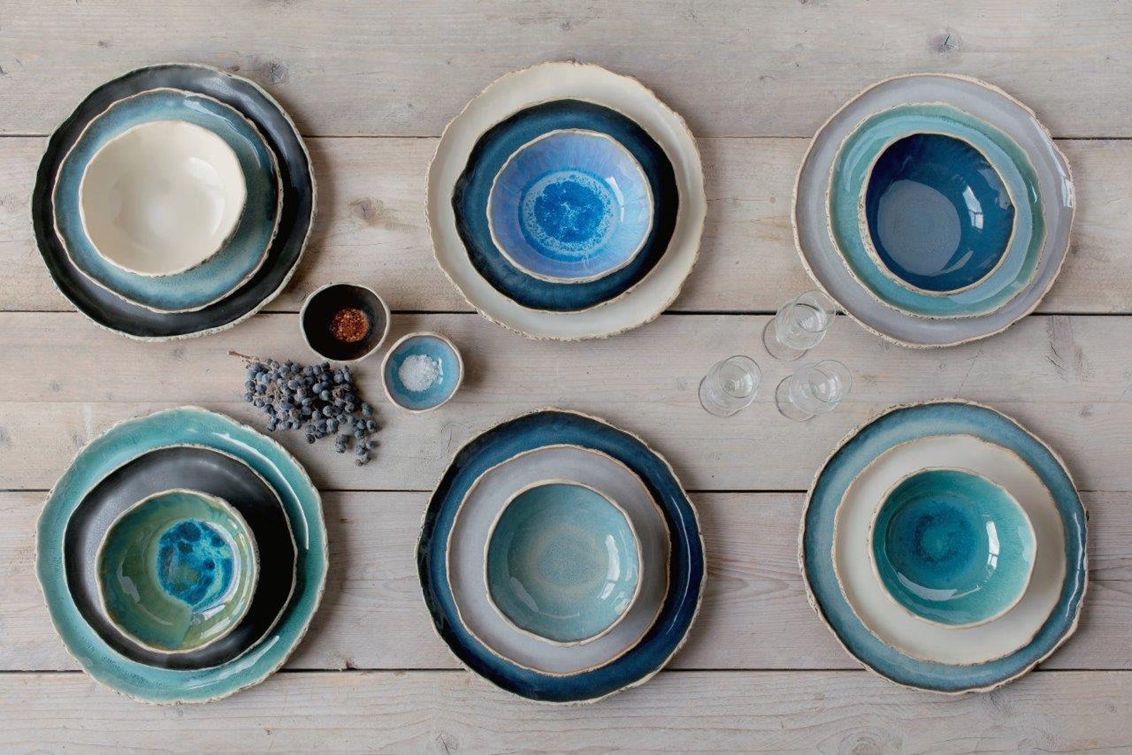 6 Person Handmade Organic Dinnerware Large Ceramics Dinner Set