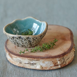 Schmuckschale Abtropfschale Teebeutelhalter Handgemachte Keramik Kleine Keramik Schale Salzschale Speckled Turquoise