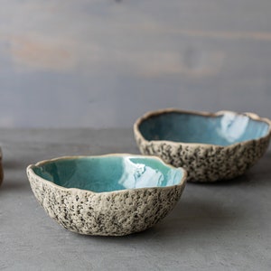 Fruit bowls SET OF 2 Handmade ceramic soup bowls Salad bowls Granola bowls Turquoise & Blue