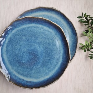 Amanda & Josh wedding registry custom wedding gift handmade pottery for your wedding Blue plate x 2