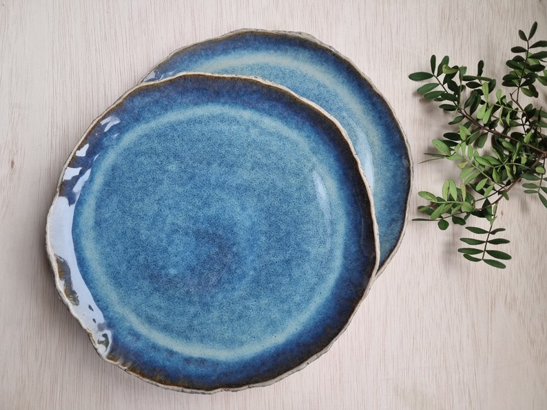 Amanda & Josh wedding registry custom wedding gift handmade pottery for your wedding Blue plate x 2