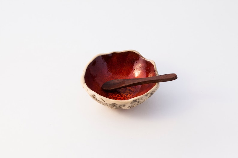 Spice bowl with spoon Handmade ceramic bowl Condiments bowl Gift for her Face mask mixing bowl Clay mask bowl image 3