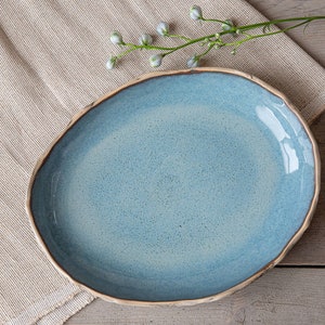 Handmade ceramic serving platter Organic pottery handmade with love in three glaze options image 2