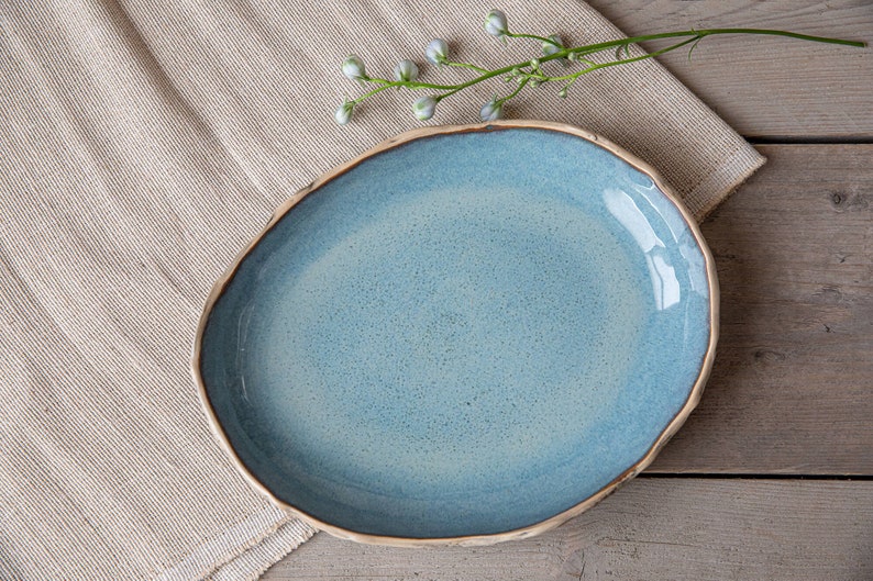 Handmade ceramic serving platter Organic pottery handmade with love in three glaze options image 2