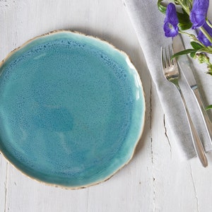 Turquoise ceramic plate 9&quot;/23 cm Lunch plate Breakfast plate Side plate Handmade dinnerware Pottery plates