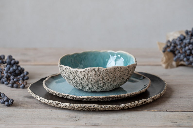 Handmade ceramic dinner set Rustic pottery Organic dinnerware Etsy