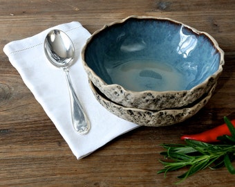 Fruit bowls SET OF 2 Handmade ceramic soup bowls Salad bowls Granola bowls