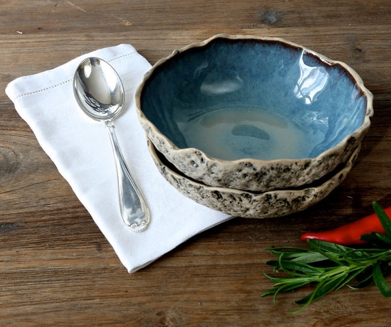 Obstschalen SET 2 Handgefertigte Keramik Suppenschalen Müslischalen Smoothie Schalen Frühstücksschalen