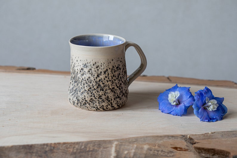 Handmade mug Large coffee mug Handmade tea cup Cappuccino cup Stoneware mug Blue mug Pottery ceramics Birthday Gift Waterfall