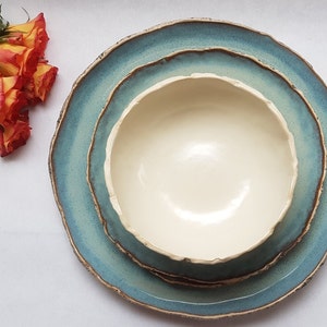 Organic dinnerware set Colourful ceramics Dinner set Pottery plates
