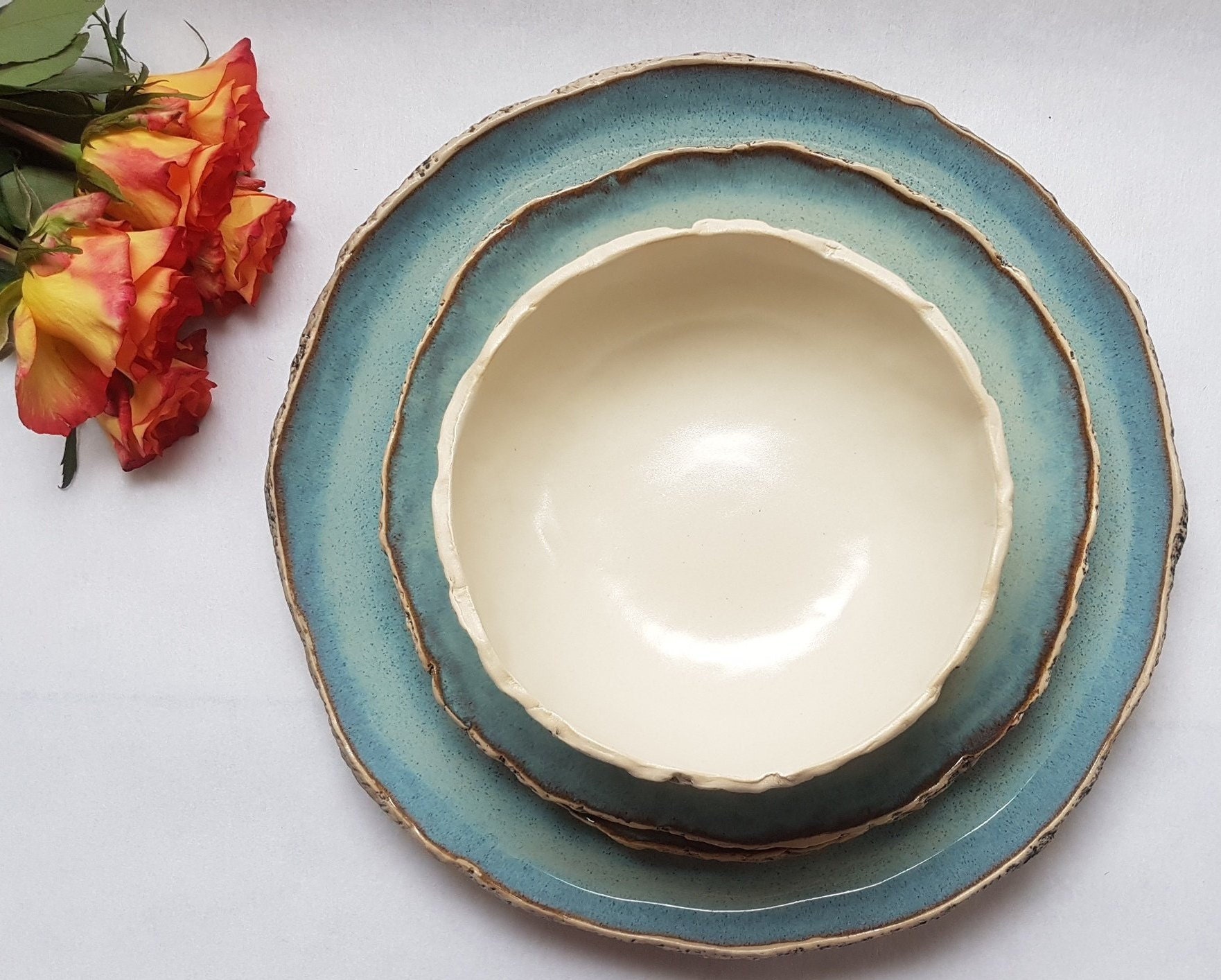 Organic Dinnerware Set Colourful Ceramics Dinner Set Pottery - Etsy