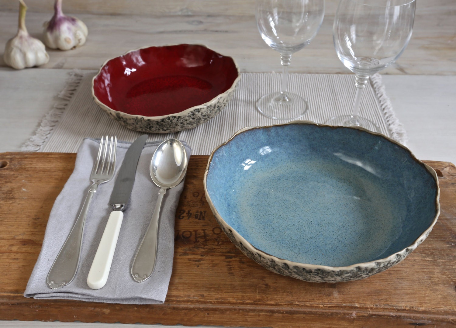 2 Pasta bowl set Handmade ceramic pasta bowls Organic Etsy