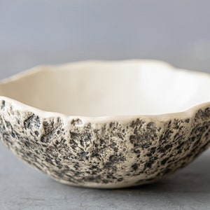 Handmade pottery bowl Ceramic dessert bowl Colourful green glaze Natural White