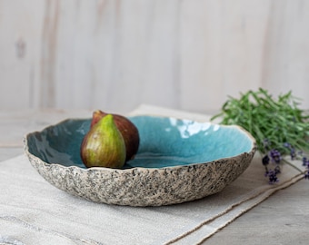 Low large Serving Bowl Handmade Bowl Ceramic Fruit Bowl Wedding Gift Centerpiece Decorative bowl Organic bowl Rustic bowl