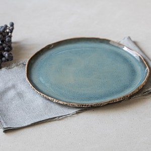 Blue pottery plate Handmade ceramic plate Side plate Dinnerware Stoneware Fine dining Luxury kitchen