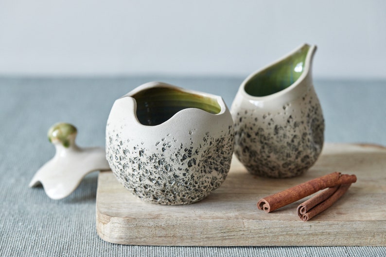 Sugar bowl & creamer jug Handmade ceramic sugar and milk set Unique gift! Red pottery Studio pottery Dishwasher safe image 8