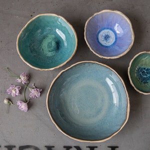 SET of four nesting bowls Unique handmade ceramic bowls with Organic look and feeling image 1