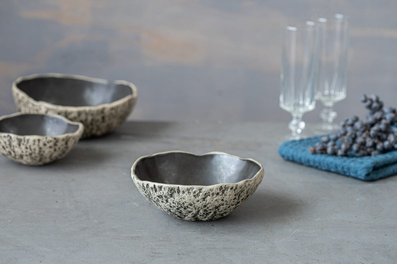 Ceramic bowl Ice cream bowl Handmade pottery Dessert bowl For your summer table Soft Black