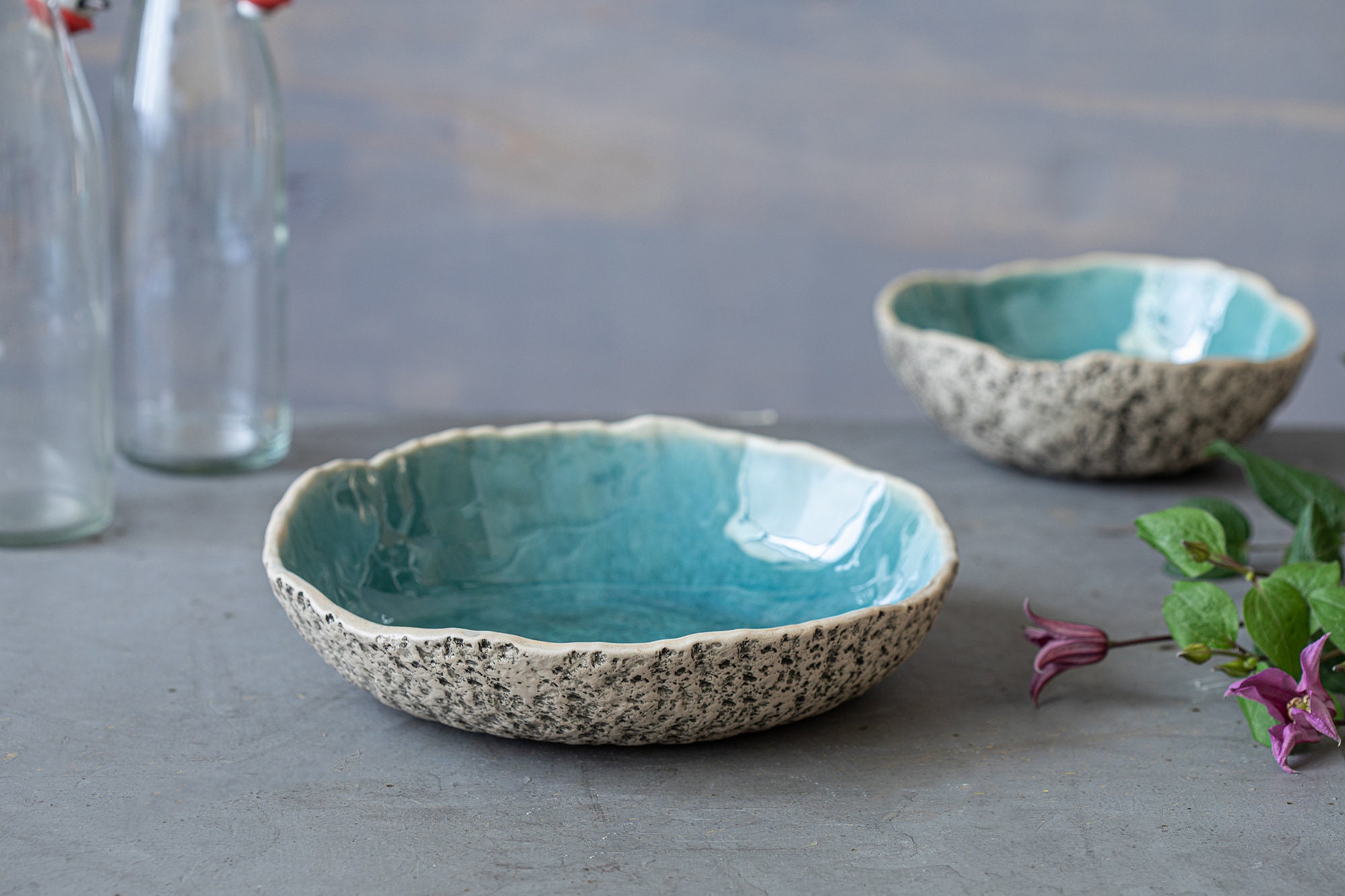 Set of 10 Pasta Bowls Handmade Ceramic Salad Bowl Set Large Etsy UK