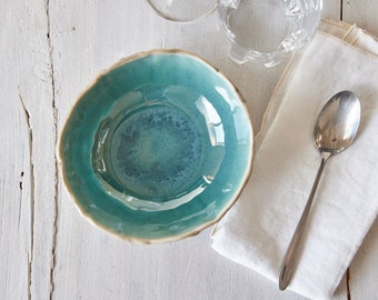 Stoneware bowl Turquoise ceramics Handmade pottery Ceramic soup bowl Fruit bowl