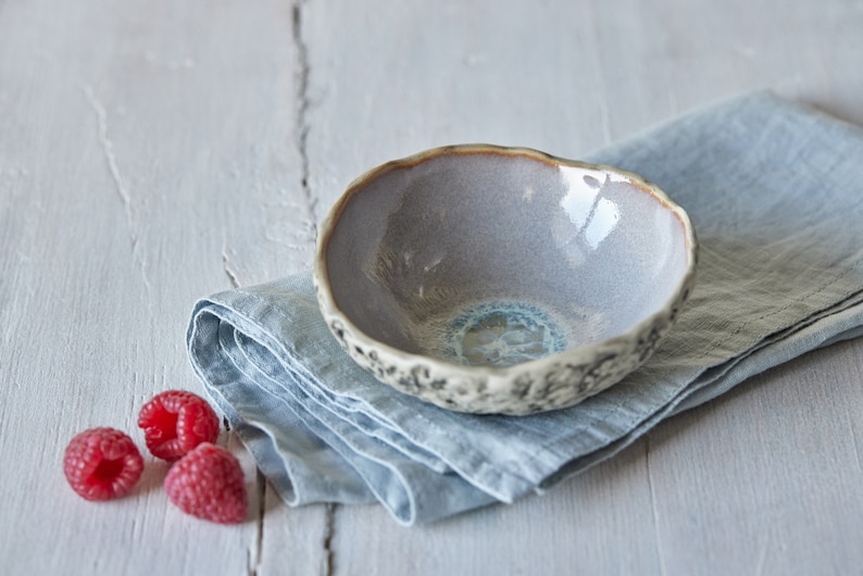 Blue Dessert Bowl Handmade Ceramic Snack Bowl Ice cream bowl Fruit bowl Pottery Bowl Hazy Taupe