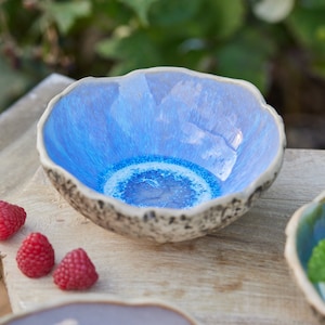 Blue Dessert Bowl Handmade Ceramic Snack Bowl Ice cream bowl Fruit bowl Pottery Bowl image 10