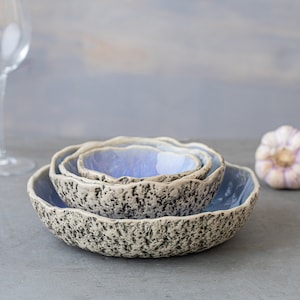 SET of four nesting bowls Unique handmade ceramic bowls with Organic look and feeling image 6