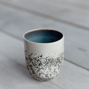 Ceramic Tumbler Coffee cup Wine tumbler Wheel thrown pottery Organic shaped cup Speckled Blue