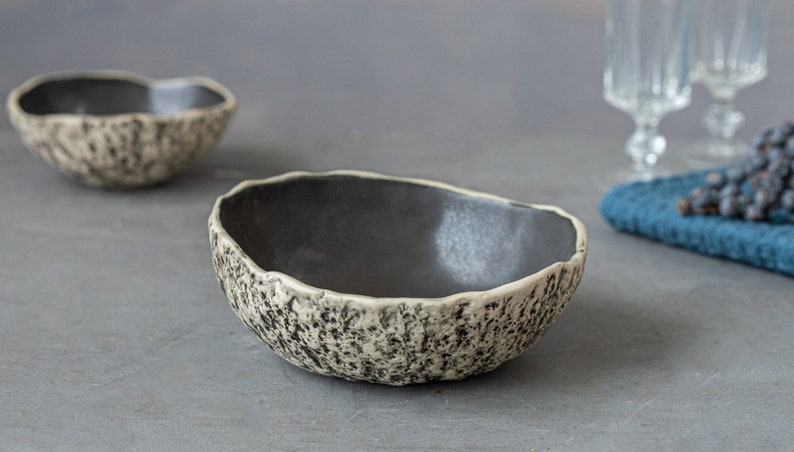 Ramen Bowl Black bowl Handmade pottery bowls Ceramic bowls Soup bowls Dishwasher safe dinnerware Soft Black