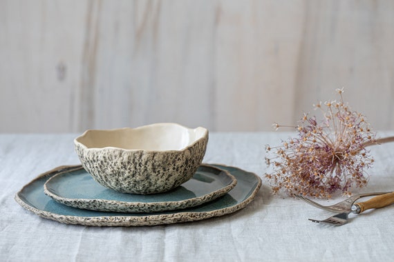 Unique Dinner Set Organic Shaped Handmade Ceramics New Colors Fine Dining  Pottery 
