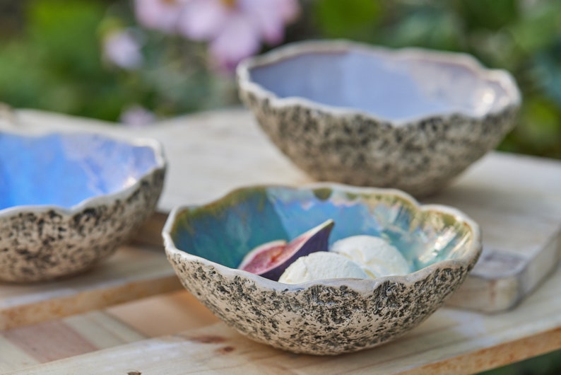 Blue Dessert Bowl Handmade Ceramic Snack Bowl Ice cream bowl Fruit bowl Pottery Bowl image 9