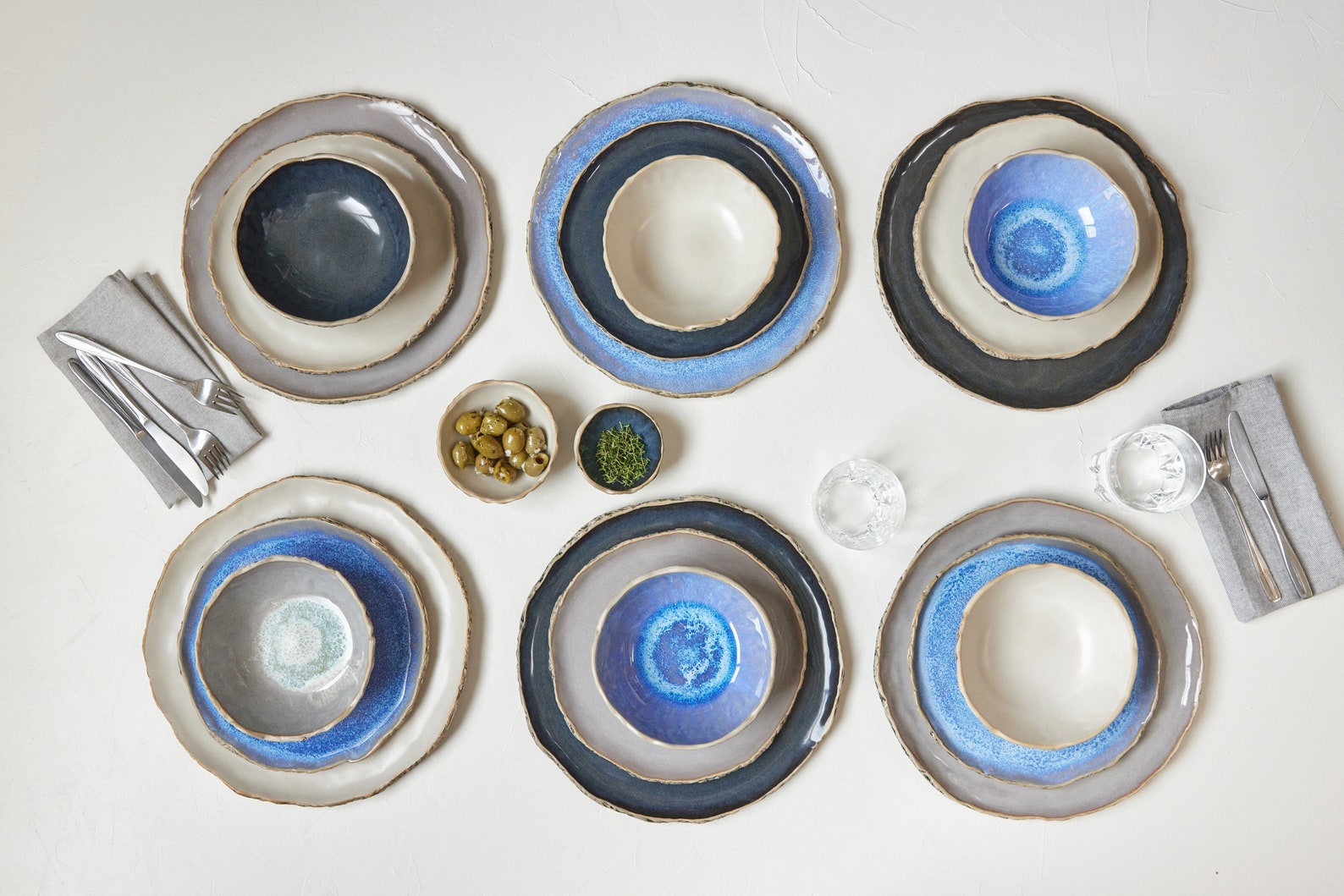 6 Person Handmade Organic Dinnerware Large Ceramics Dinner Set