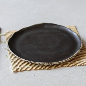 Taupe Side-plate Ceramic lunch plate Handmade Stoneware Steingut geschirr Unique tableware Soft Black