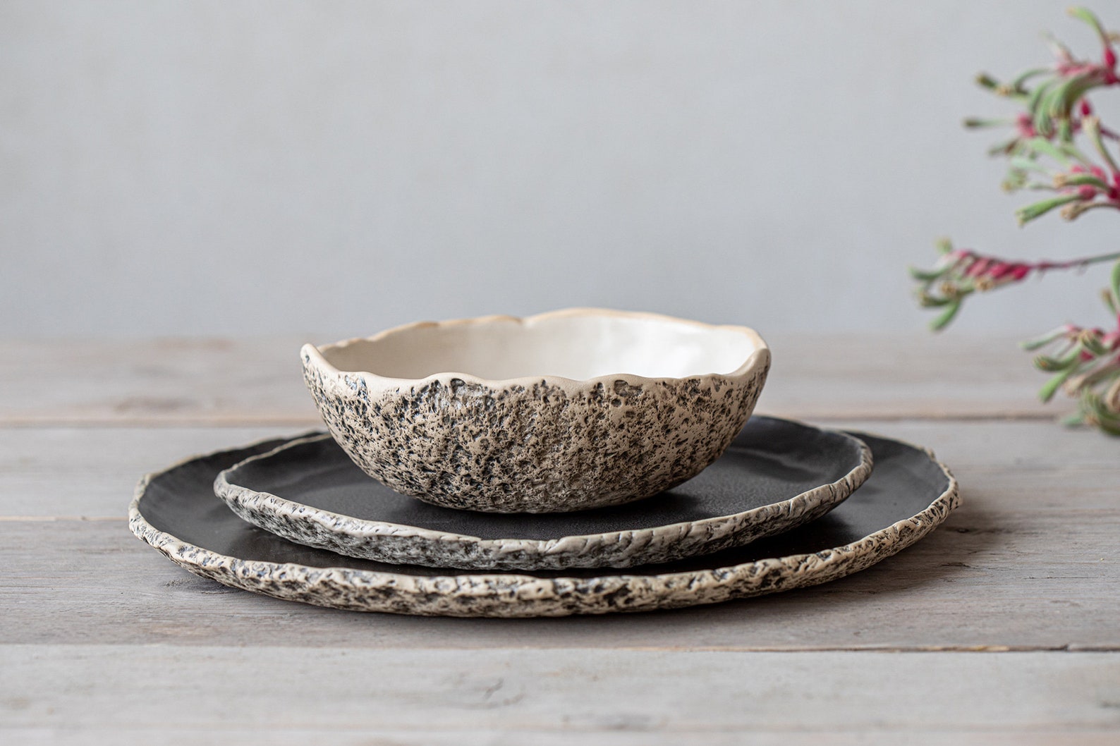 6 Person Handmade Organic Dinnerware Large Ceramics Dinner Set Etsy