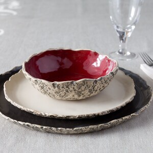 Ceramic stoneware dinner set colorful tableware unique pottery ceramic plates blue ceramics red ceramics Black White Red