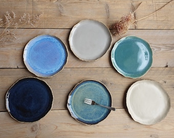 Platos de cerámica para tartas de 20 cm/7,9" Platos laterales Cerámica de gres Juego de seis