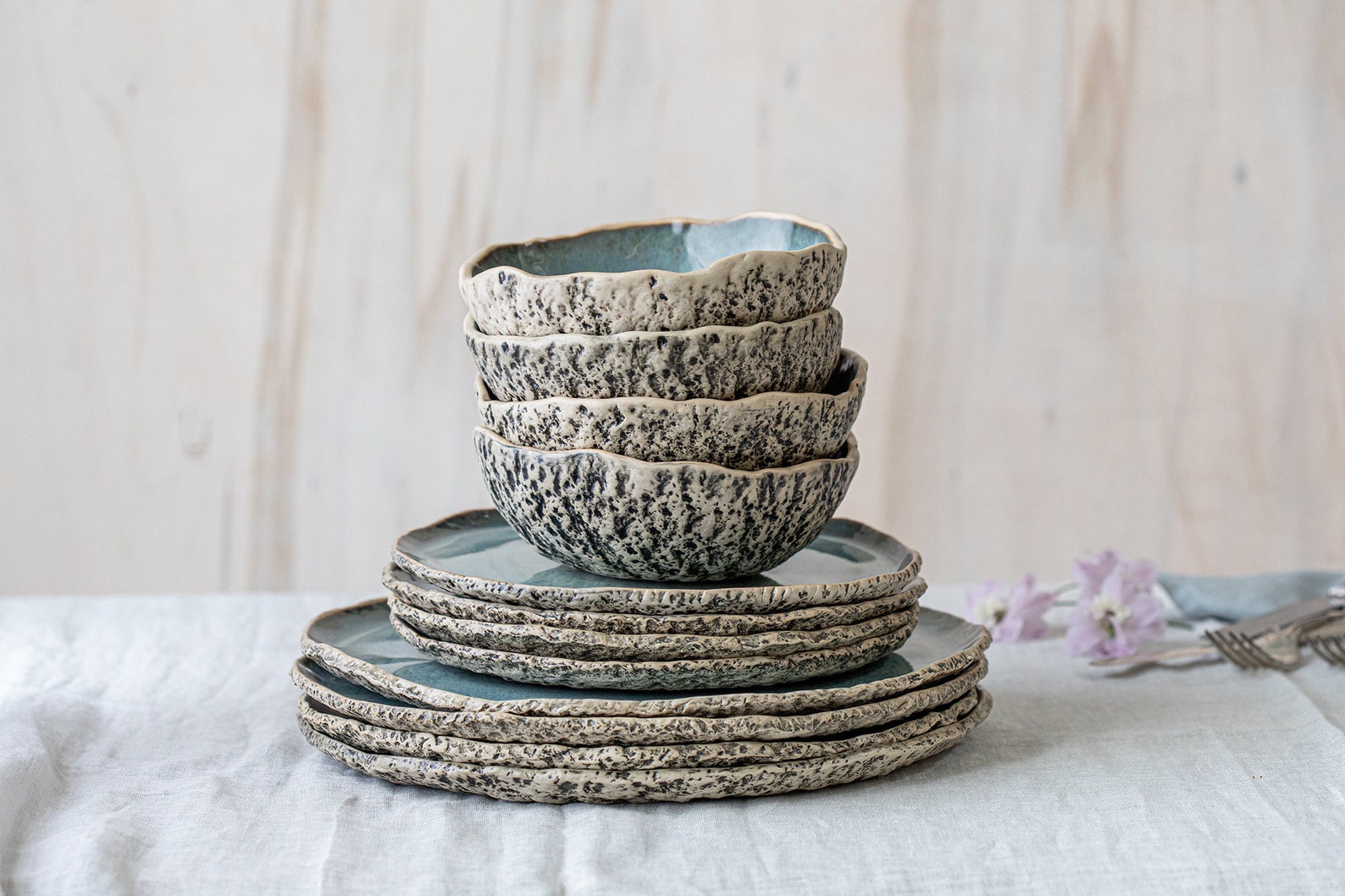 6 Person Handmade Organic Dinnerware Large Ceramics Dinner Set